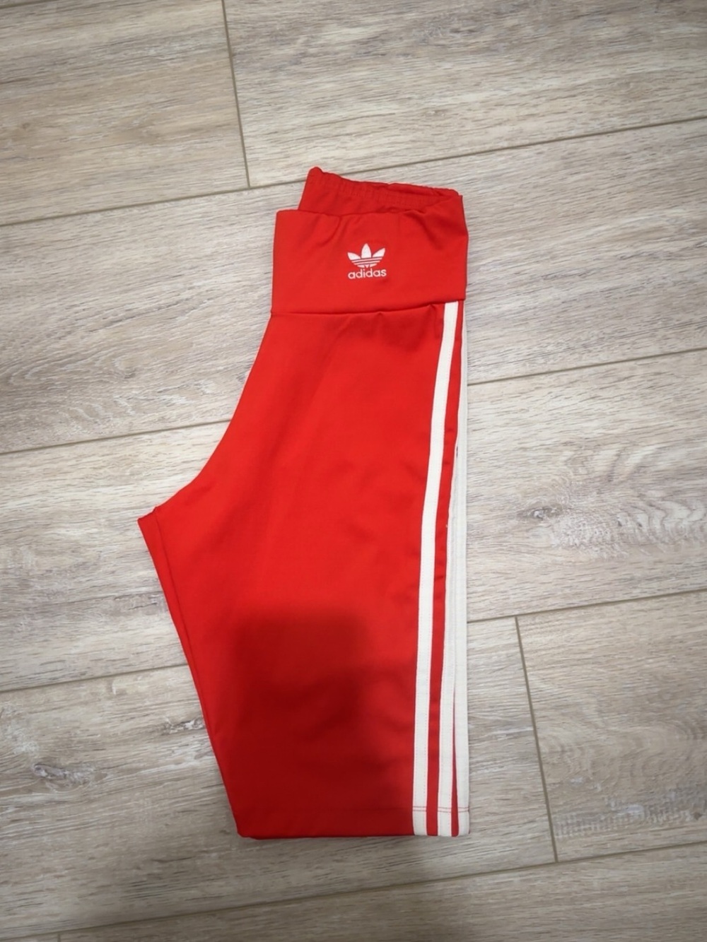 adidas Red Athletic Shorts with White Three-Stripes